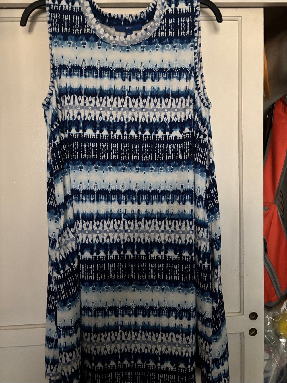 Apt. 9 Navy and White Patterned Sleeveless Swing Dress